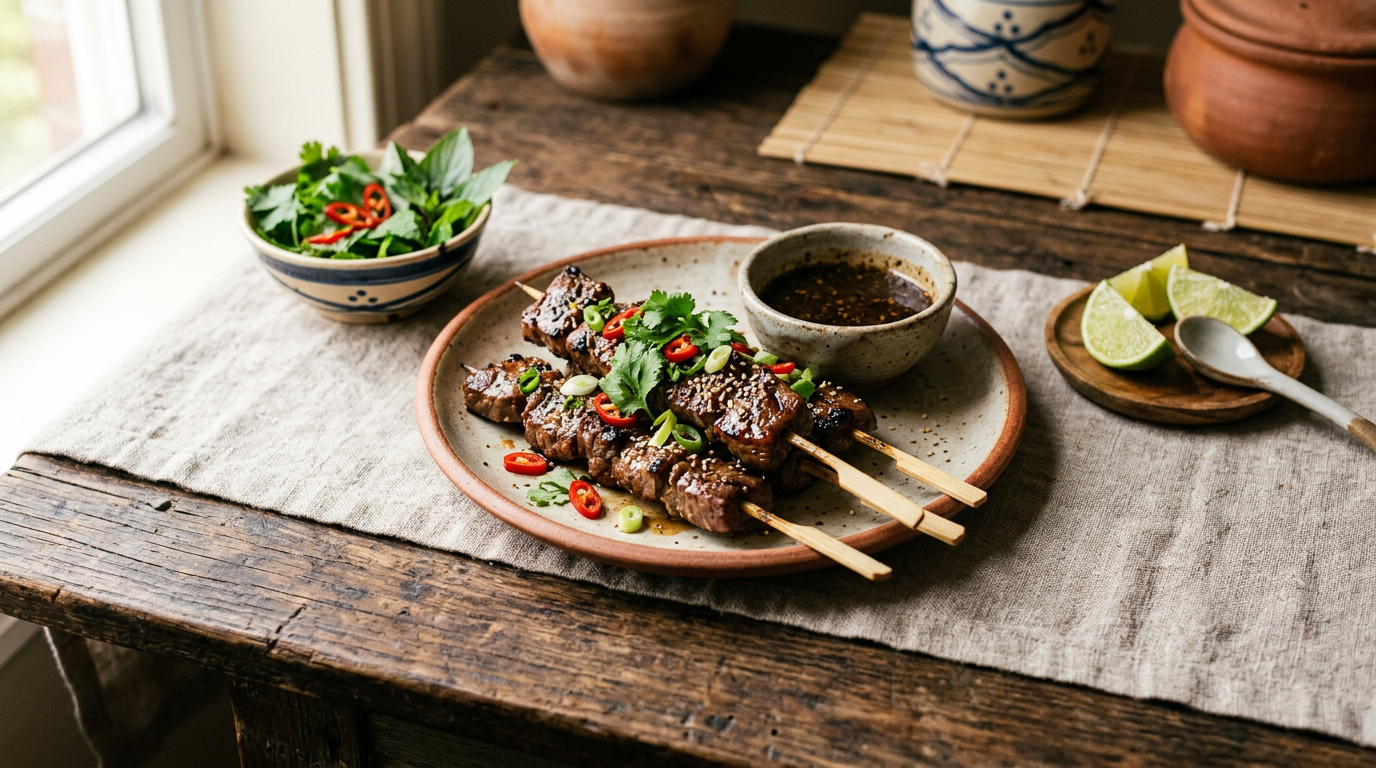 Ảnh món Xiên bò nướng tiêu đen
