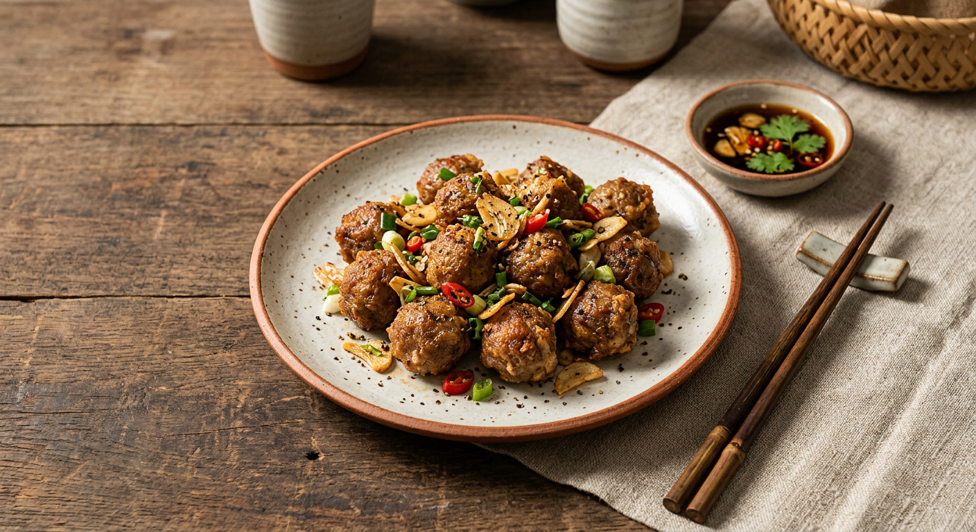 Ảnh món Bò viên chiên xóc tỏi