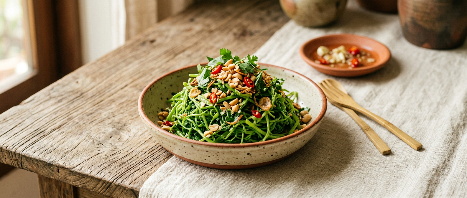 Ảnh món Nộm rau muống chẻ chanh tỏi