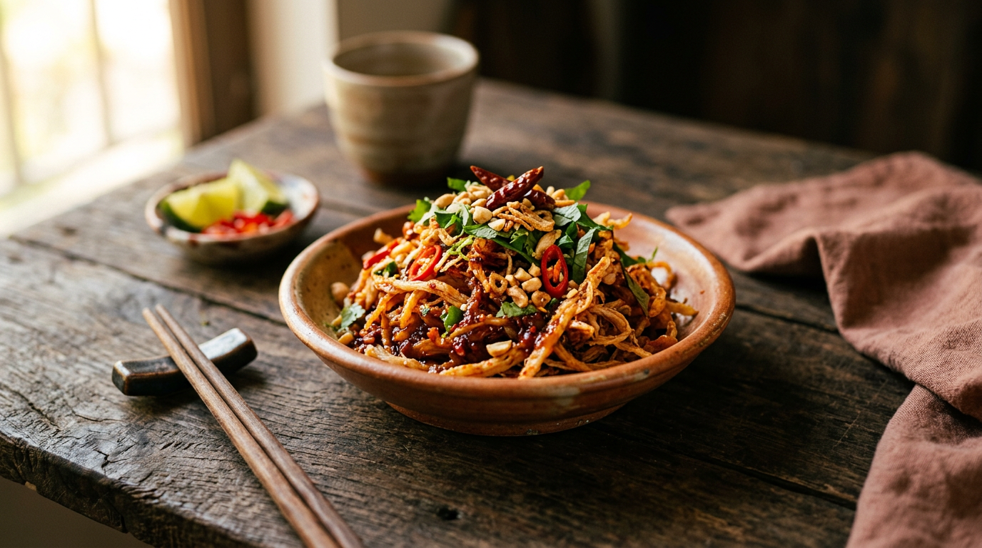 Ảnh món Khô mực xé trộn me cay