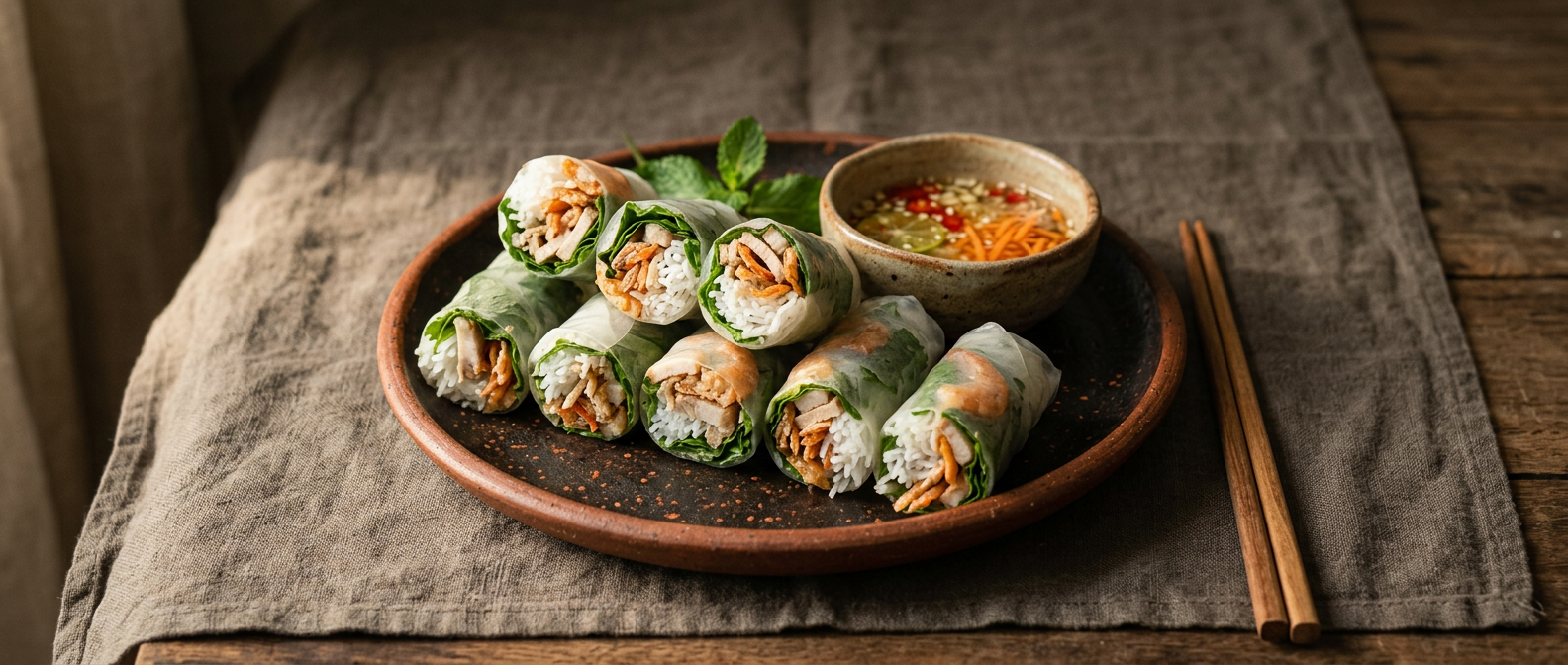 Ảnh món Cuốn bún tôm khô rau thơm