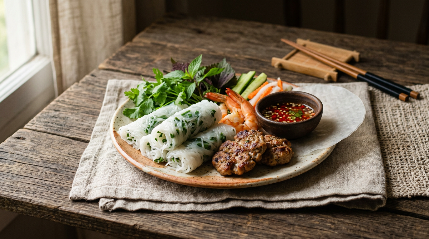 Ảnh món Cuốn bánh hỏi hẹ tôm