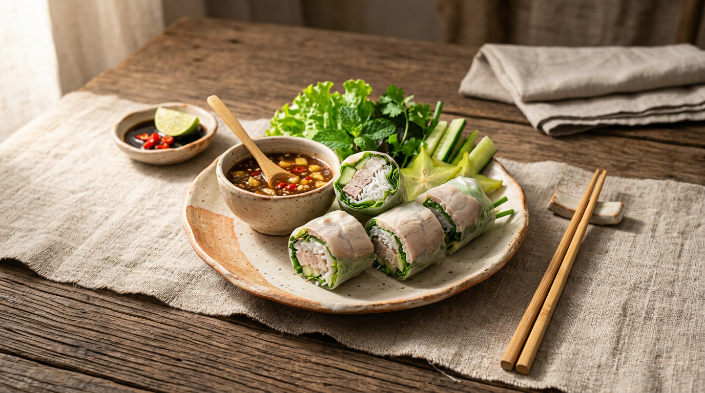 Ảnh món Cuốn thịt luộc mắm nêm