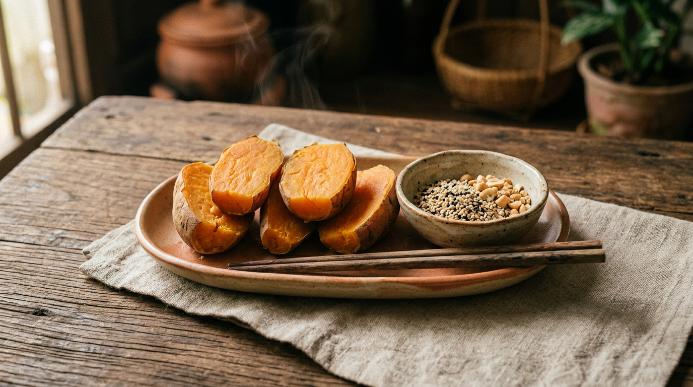 Ảnh món Khoai lang luộc chấm muối vừng