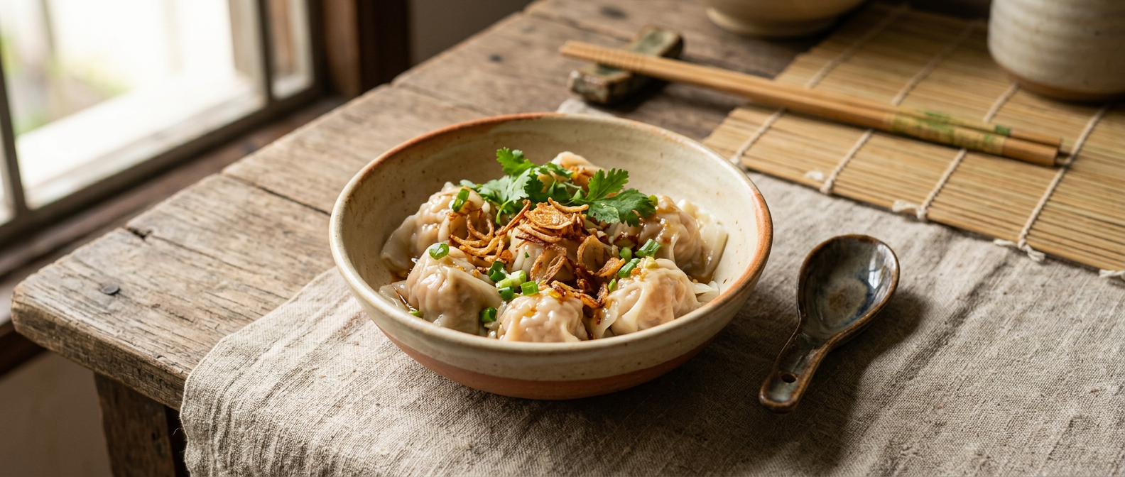 Ảnh món Hoành thánh tôm hấp hành phi