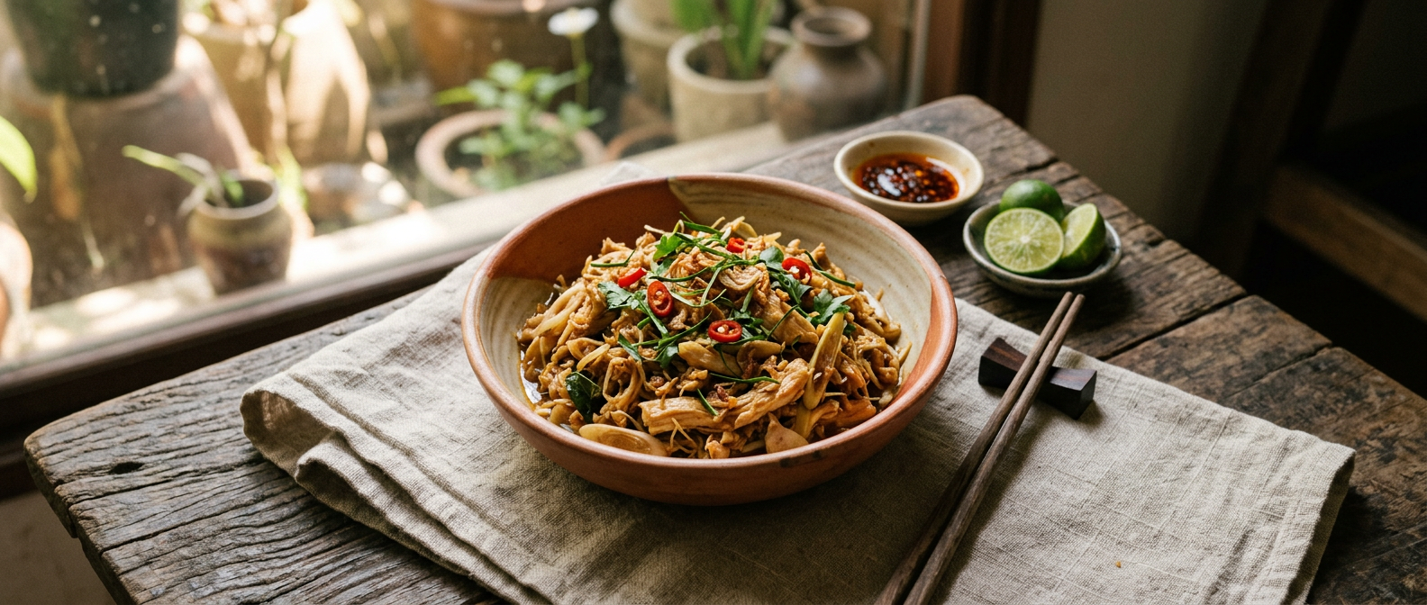 Ảnh món Gà xé rim lá chanh sả