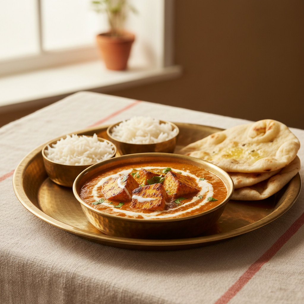Ảnh món Phô mai paneer nướng sốt cà chua kem Paneer tikka masala