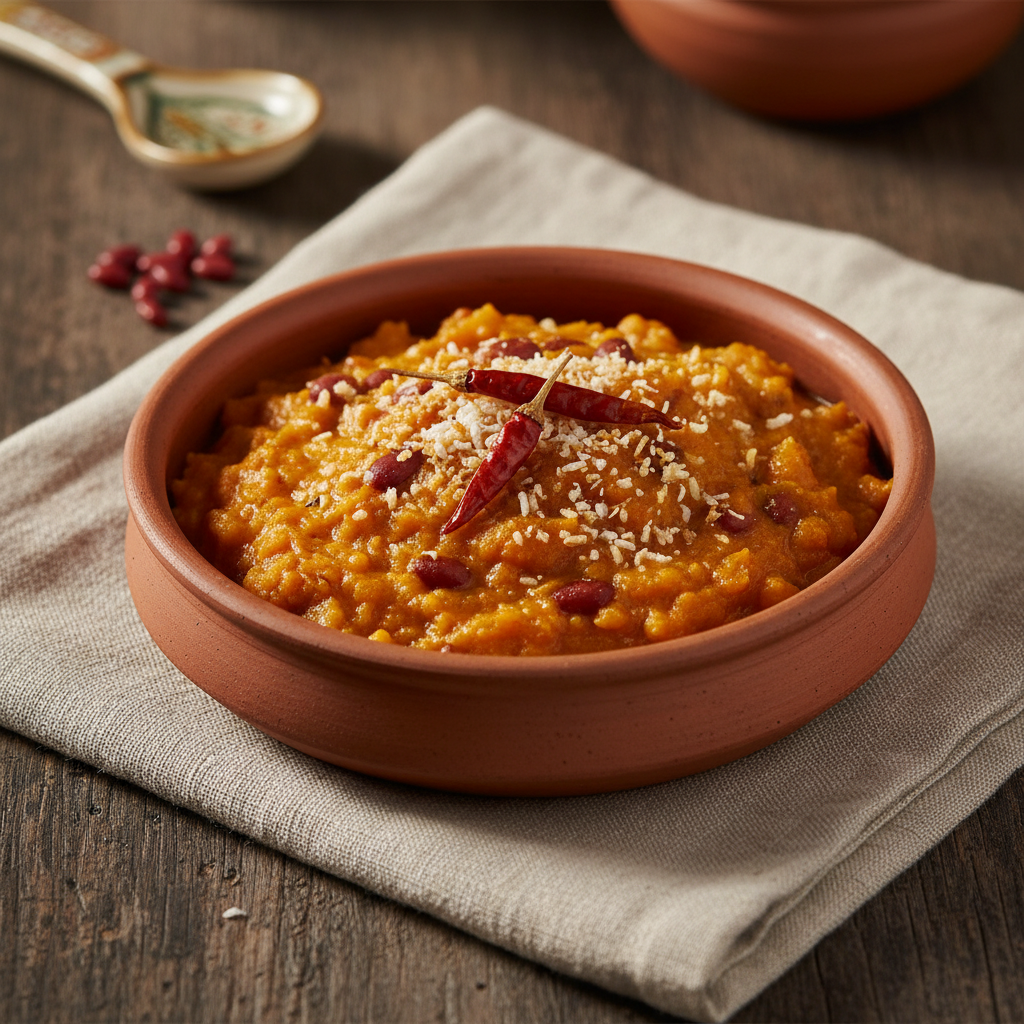 Ảnh món Bí đỏ đậu đỏ nghiền dừa rang Erissery