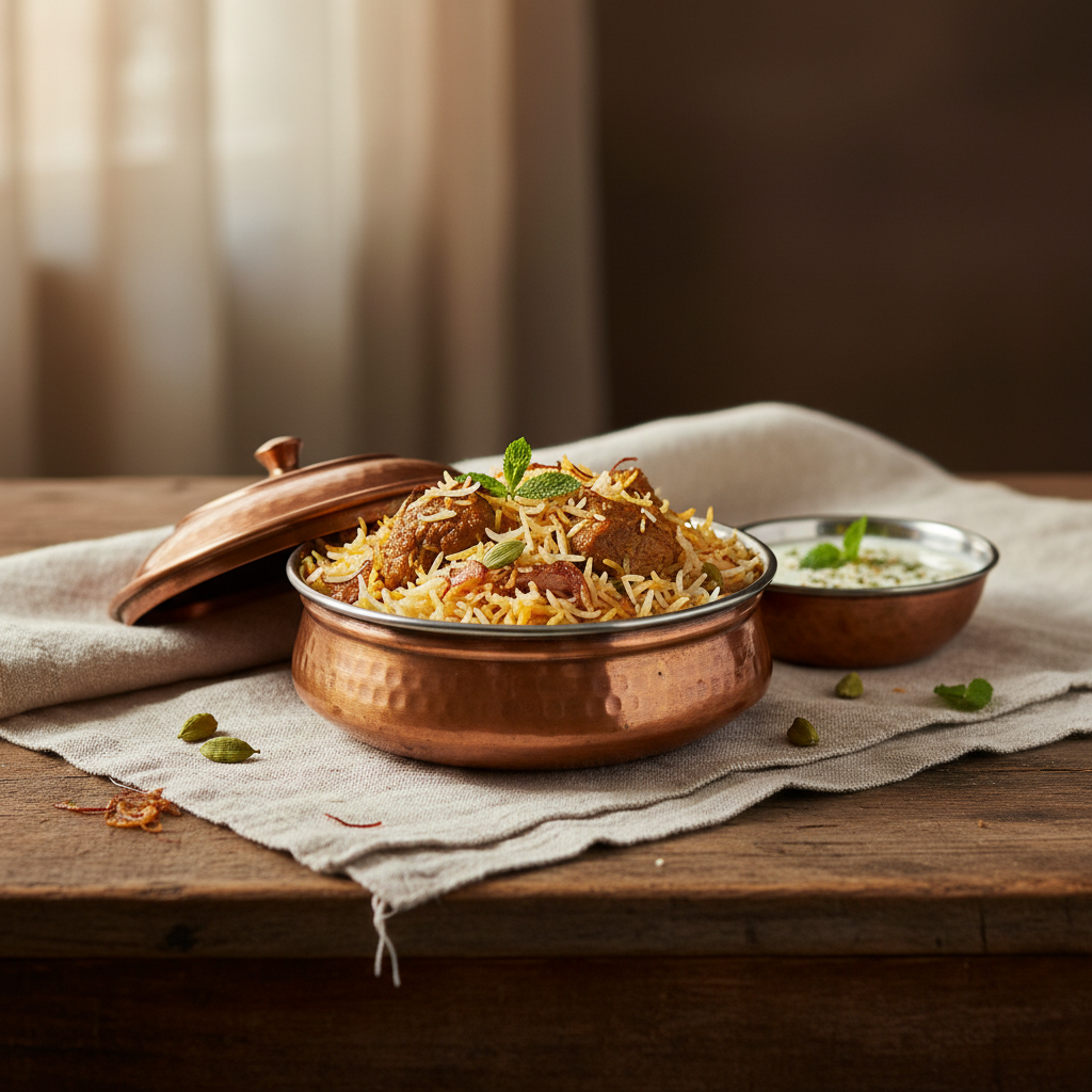 Ảnh món Cơm biryani cừu Lucknow kiểu pukki