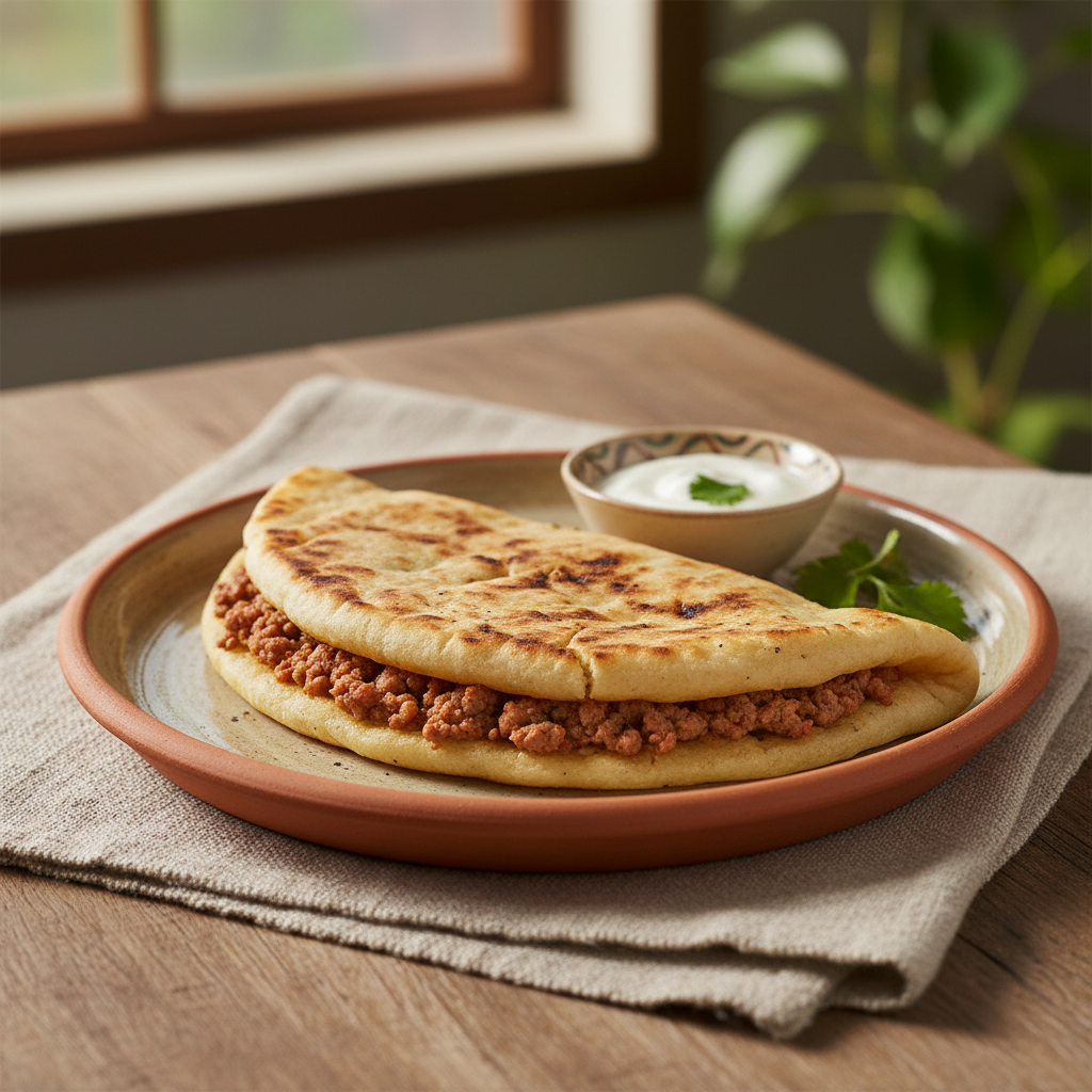 Ảnh món Naan nhân thịt băm Keema naan