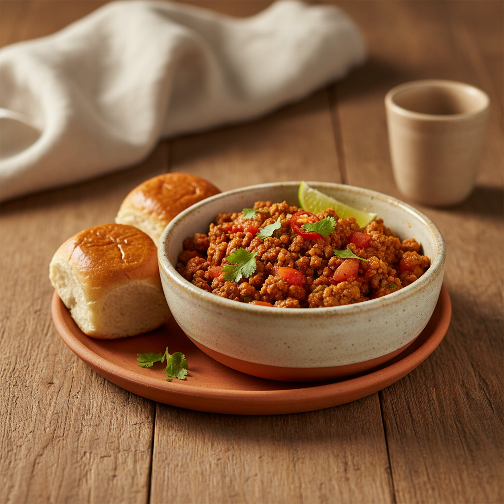 Ảnh món Thịt băm cay ăn bánh mì Keema pav