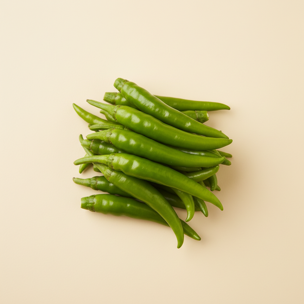 Photograph of Green finger chillies