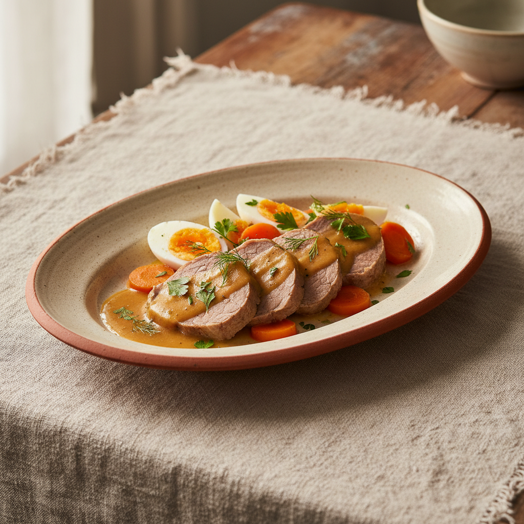 Ảnh món Thịt bê luộc sốt chua Tête de veau