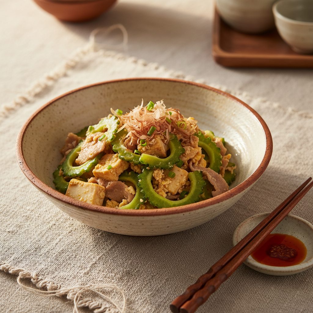 Ảnh món Khổ qua xào đậu phụ trứng Okinawa