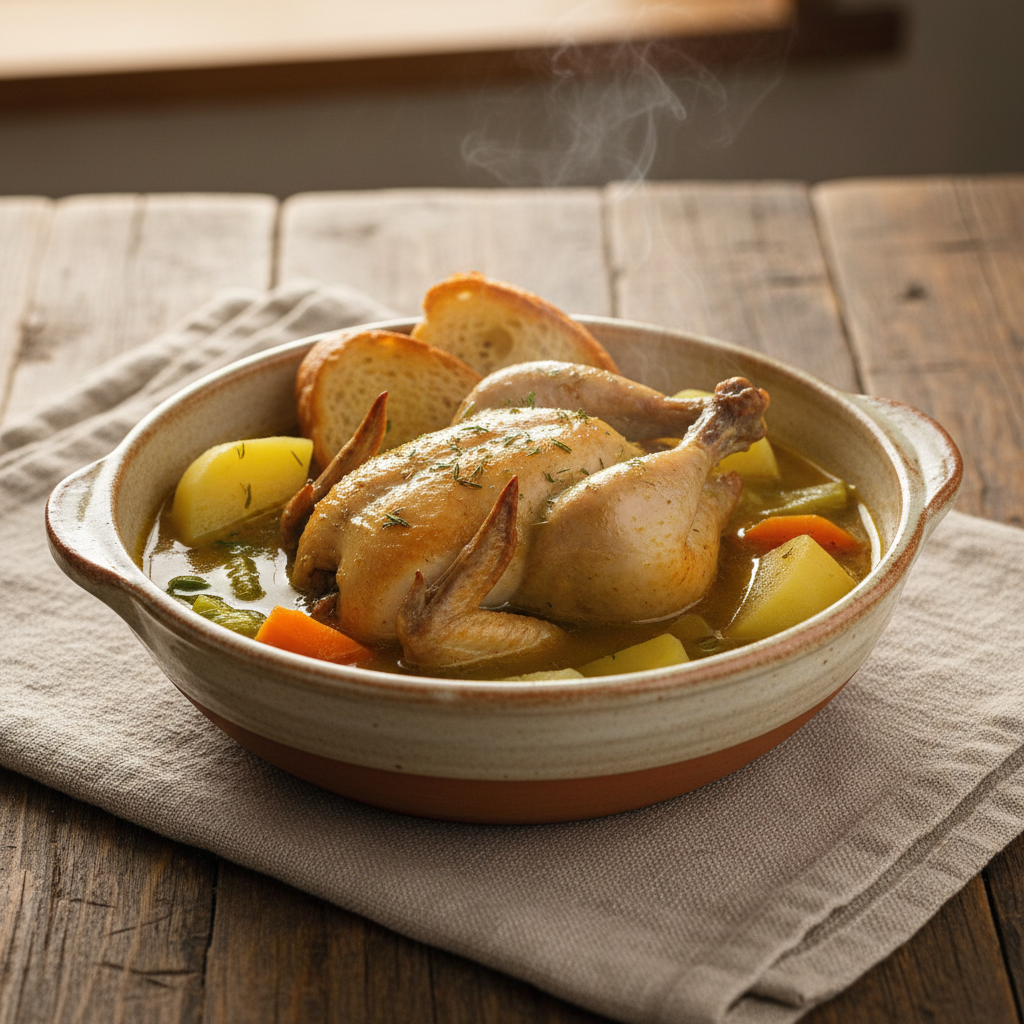 Ảnh món Gà nhồi luộc rau củ Poule au pot