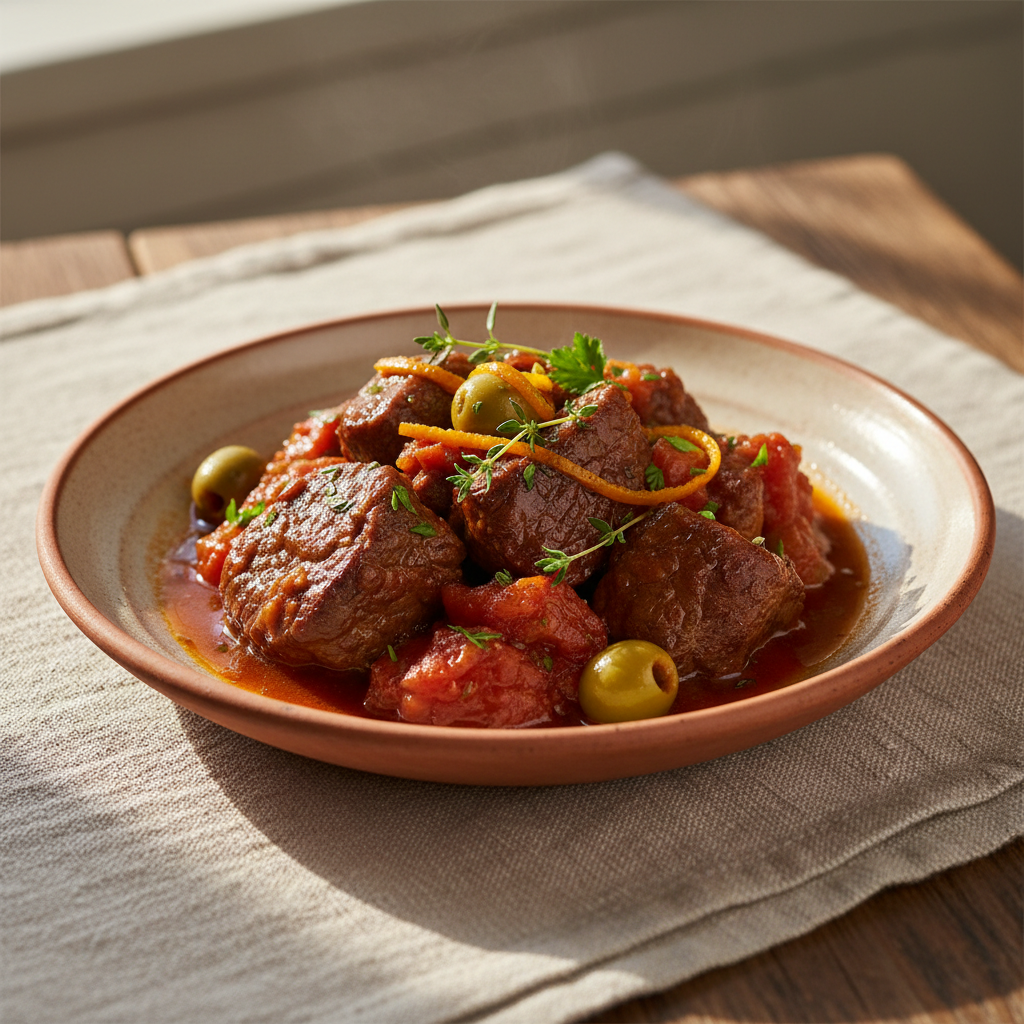 Ảnh món Bò hầm vỏ cam ô liu Daube