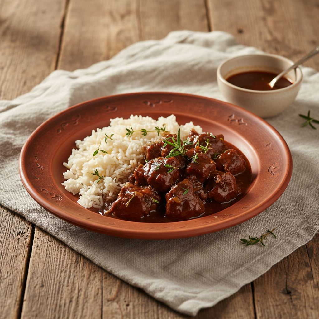 Ảnh món Bò Camargue hầm vang đen Gardiane